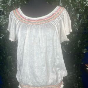 Women's White Embroidered Top